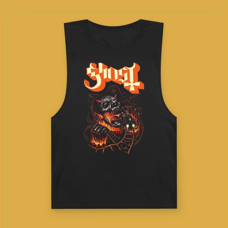 Ghost Goth Metal Tank Top | Gothic Graphic Tee | Metalhead Shirt | Alt Fashion Top | Dark Art Apparel | Heavy Metal Gift image 1