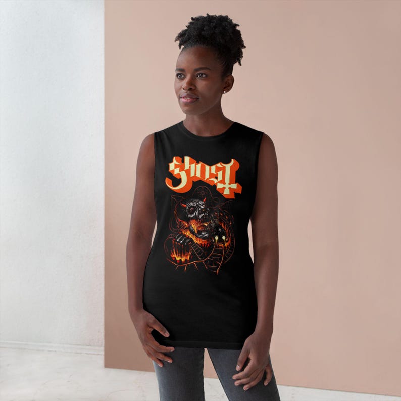 Ghost Goth Metal Tank Top | Gothic Graphic Tee | Metalhead Shirt | Alt Fashion Top | Dark Art Apparel | Heavy Metal Gift image 4