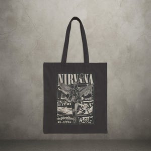 Nirvana Tote Bag: Vintage Grunge Style Cotton Canvas Shopping Bag