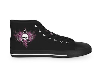 Trampki z gotycką czaszką | Gotyckie buty płócienne | Alternatywne obuwie | Trampki punkrockowe | Mroczna estetyka