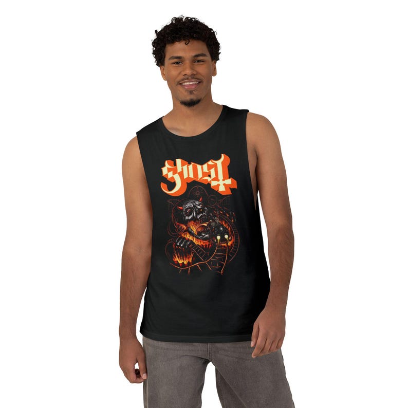 Ghost Goth Metal Tank Top | Gothic Graphic Tee | Metalhead Shirt | Alt Fashion Top | Dark Art Apparel | Heavy Metal Gift image 3