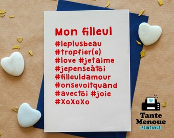 Carte Hashtag #MON FILLEUL - PDF à imprimer