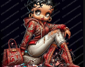Betty Boop Chibi Illustration (PNG Digital Download)