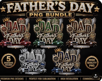Happy Father's Day Bundle 5 PNG (Digital Download) – Dad shirt png. Man myth legend shirt. 5 downloads, green,brown silver red and green
