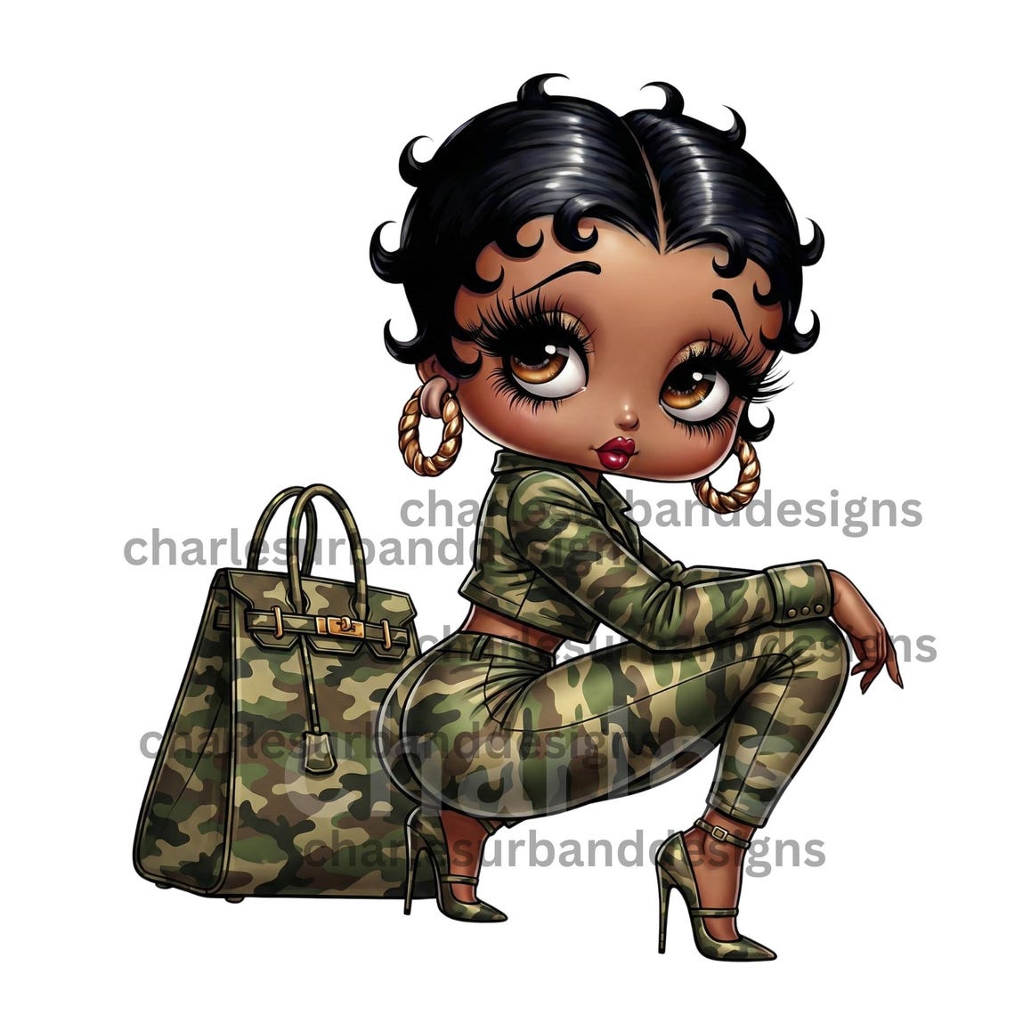 Betty Boop Chibi PNG, Army Fatigue Design (digital Download) - Etsy