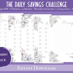 Savings Challenge Printable | Money Savings Challenge | Daily Savings Challenge Tracker | Savings Challenge | A6 Mini Savings Challenge