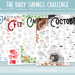 Savings Challenge Printable | Money Savings Challenge | Daily Savings Challenge Tracker | Savings Challenge | A6 Mini Savings Challenge