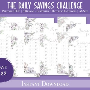 Savings Challenge Printable | Money Savings Challenge | Daily Savings Challenge Tracker | Savings Challenge | A6 Mini Savings Challenge