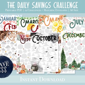Savings Challenge Printable | Money Savings Challenge | Daily Savings Challenge Tracker | Savings Challenge | A6 Mini Savings Challenge