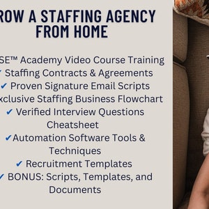 Grow A Staffing Business From Home | Online Video Course Training | Editable Staffing Forms | Recruiting Contracts