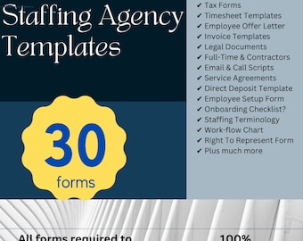 Staffing Agency Templates | Recruitment Business Documents | HR Forms | 100% Editable