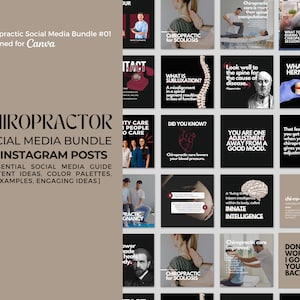 Chiropractor Social Media Templates, 30 Chiropractic Office Instagram Post Templates, Customizable, Modern Design Social Media Posts