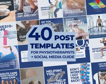 Pacote de modelos de mídia social para fisioterapia: 40 postagens no Instagram (download digital)