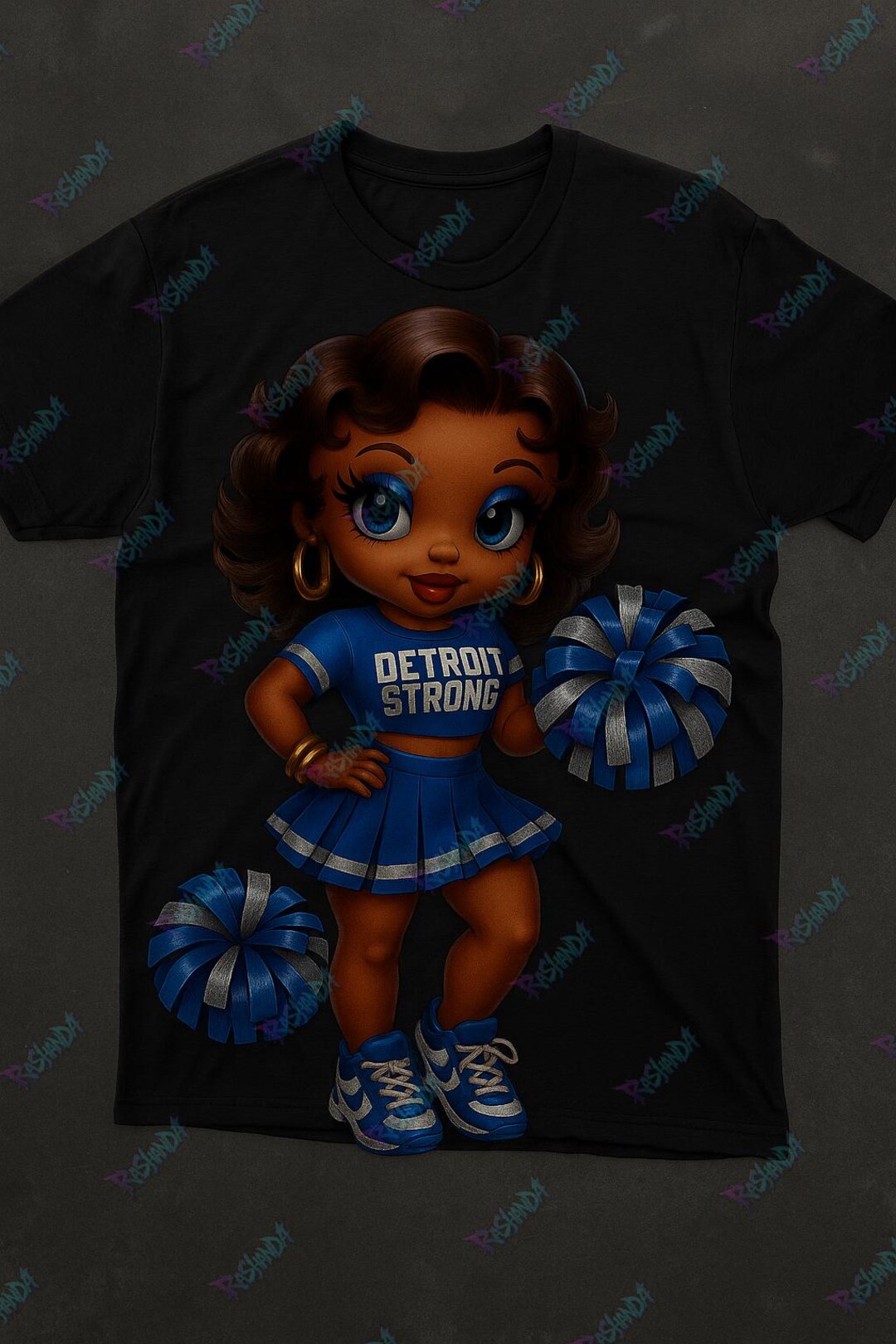 Detroit Strong Cheerleader PNG | Melanin Betty Boop Style Chibi | 21 ...