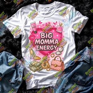 BIG MOMMA ENERGY png – Grafica a forma di cuore aerografato rosa anni '90 / Stampabile Glam Diva / Arte digitale per mamma nera / Design carino per borsa porta soldi
