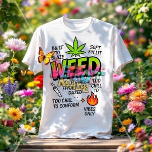 Acronimo PNG W.E.E.D. – Selvaggio, elevato, senza sforzo, stordito / Grafica a sublimazione 420 / Graffiti rosa e verdi con erba / Download digitale