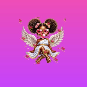 Adoption, chérubin, afro-américain, bambin, ange, sublimation, conception, téléchargement numérique