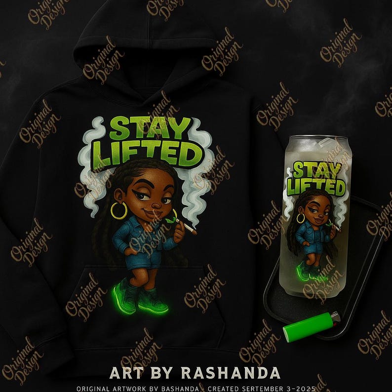 Stay Lifted — Weed Baddie Chibi Caricature PNG, Sublimation & Heat ...