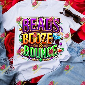 Perles alcoolisées et rebondissantes PNG en téléchargement numérique | Conception de sublimation de mardi gras | Art typographique de fête | Clipart Carnaval | Téléchargement instantané