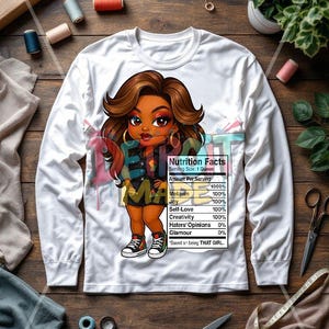 Download digitale del design Chibi Queen di Juneteenth con una donna chibi glamour