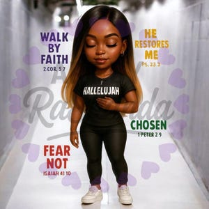 Hallelujah Queen / Versetto della Bibbia PNG / Clipart di lode cristiana / Download digitale di fede di ragazza nera per sublimazione