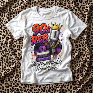 Conception de tshirt PNG sublimation RB des années 90 musique png