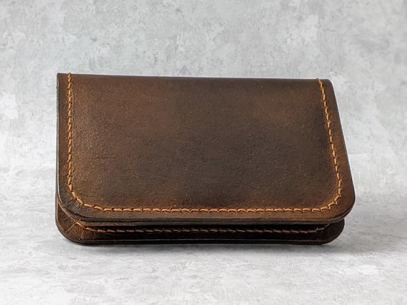 Mens Coin Purse - Leather - Snap Closure - Brown