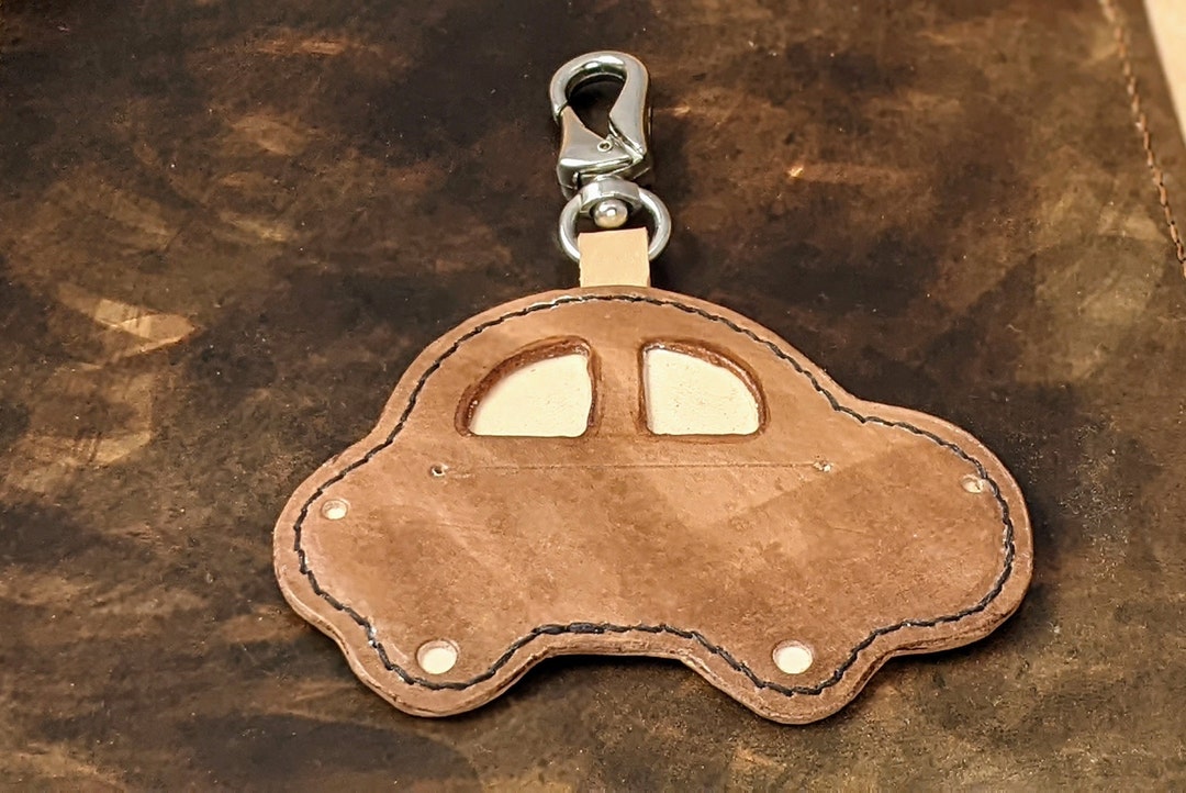 Leather Car Shaped Key Fob Brown Leather Car Keychain Leather Car Purse