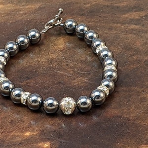 Hematite and Crystal Bracelet | Gemstone Bracelet | Elegant Bracelet | Gift for Her