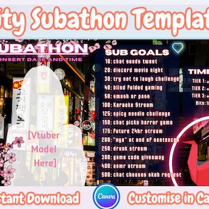 CITY SUBATHON TEMPLATE | Vtuber | Twitch Subathon Social Package | Twitch Event | Stream Subathon | City, Travel, Japanese, Neon