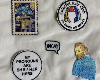 Colección Art Hoe Patch Artista estético alternativo artístico Van Gogh Noche estrellada Doctor Who Police Box