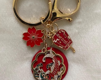Llaveros de peces koi, linterna china, Año Nuevo Rojo, estética de peces, llaveros