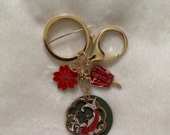 Llaveros de peces koi, linterna china, Año Nuevo Rojo, estética de peces, llaveros