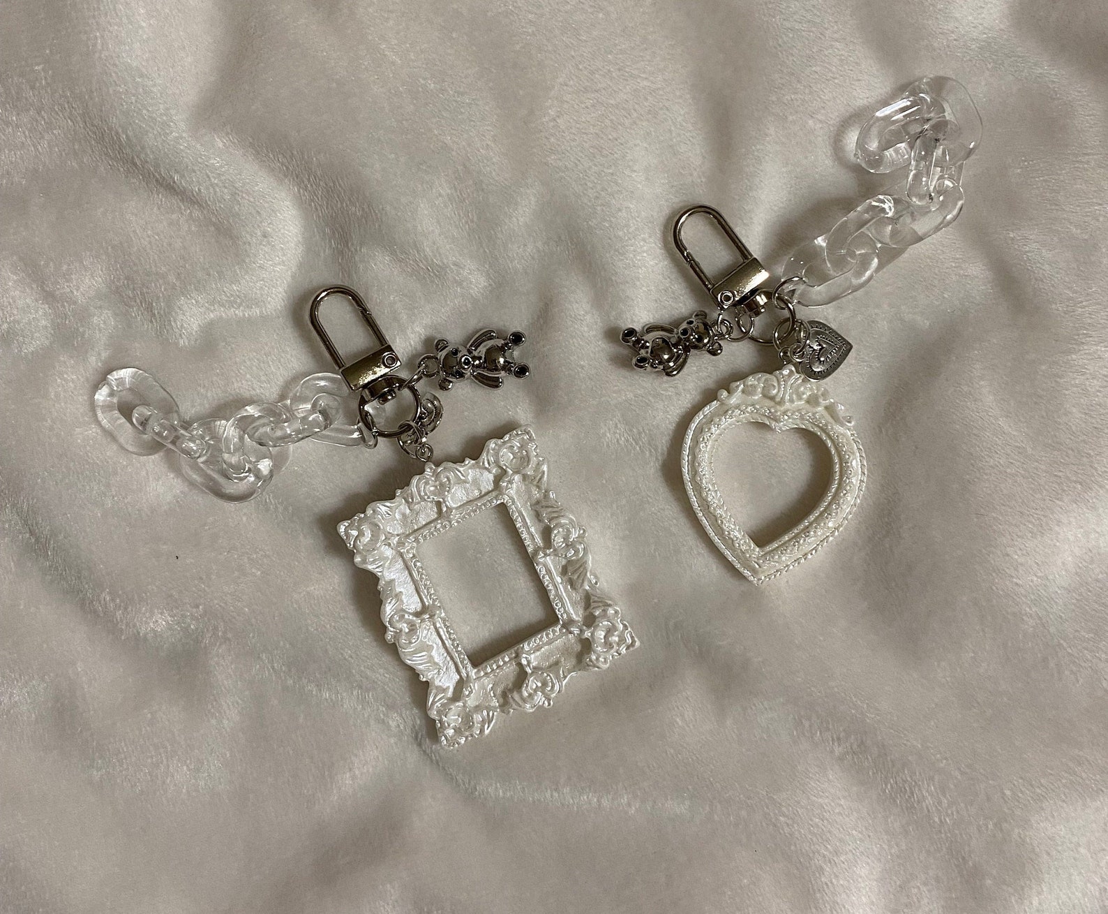 Ivory Pearl Frames Keychains Coquette Elegant Accessory Car Etsy