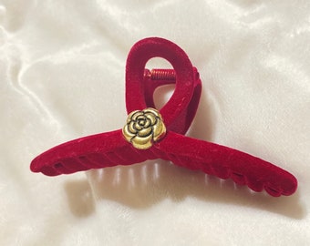 Borgoña vino clip de pelo garra oro rosa / coqueta / academia oscura