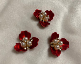 Colección colgante rosa SET de 3 diseño de perlas rosas con oro / coqueta / academia oscura barroco vintage flores florales elegantes