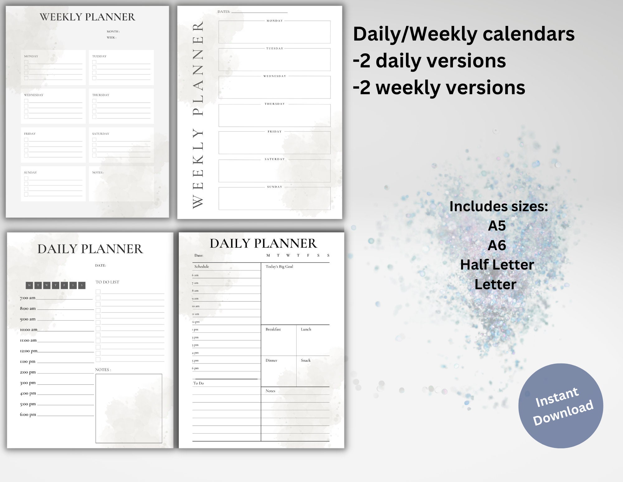 Printable Daily Calendar, Daily Calendar, Daily Planner, Weekly Planner ...