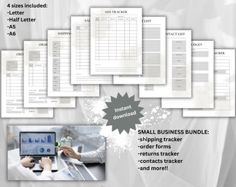 Printable Small Business Tracker Bundle: Order Form, Ads, Shipping (Digital Download)