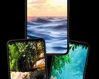 Nature Scene Live Phone Wallpapers: Calming Waterfalls & Ocean Waves (Digital Download)