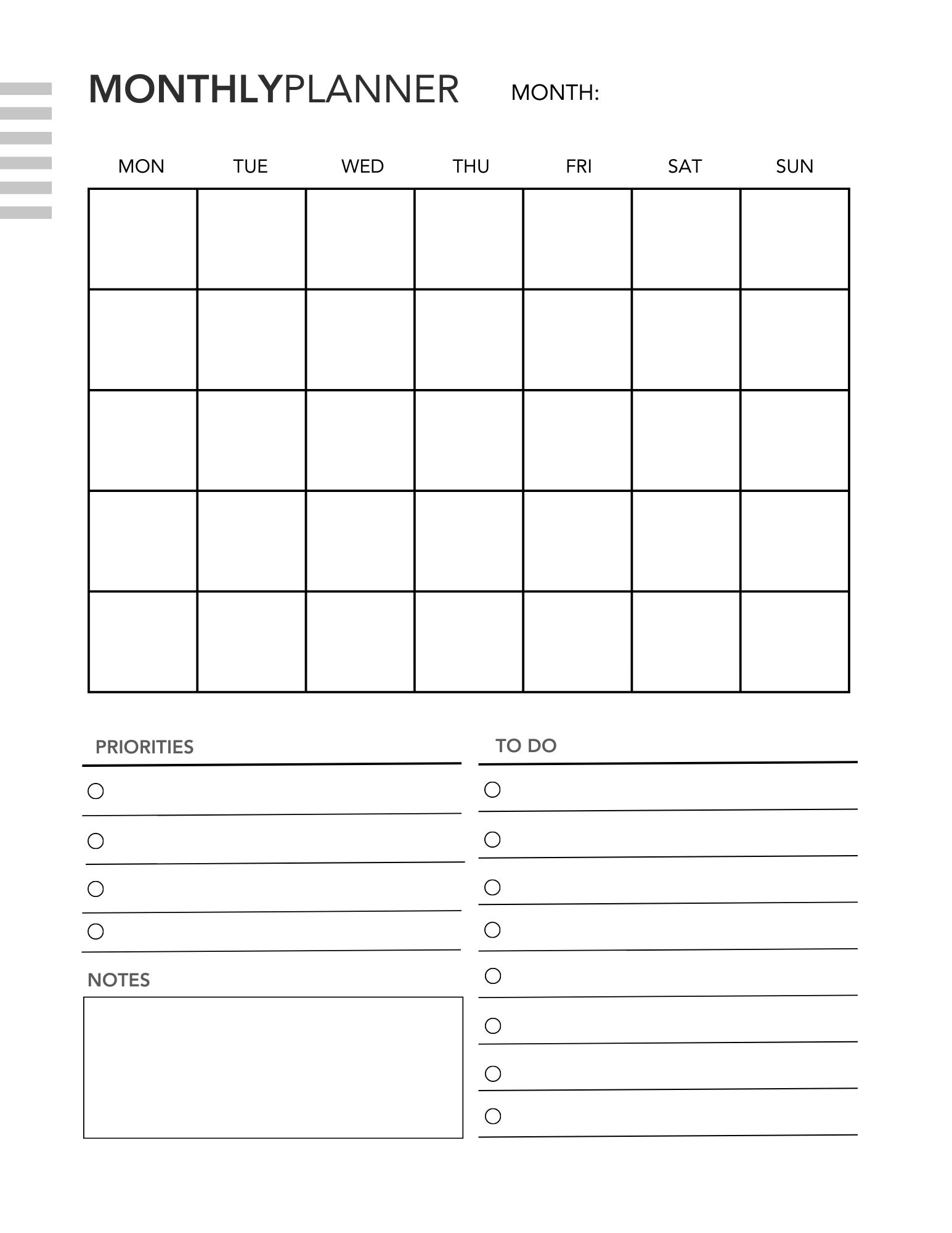 Printable Daily Calendar, Monthly Planner, Weekly Planner, Weekly
