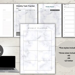Weekly Planner Calendar To-Do Checklist Task Management, Task Tracker Productivity System, Weekly Undated Printable Calendar Time Management