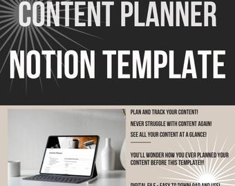 Notion Content Planner Template: Content Creation & Tracker (Digital Download)