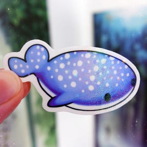 Cute Whale Shark Sticker, Ocean Animal Holographic Stickers, Cute Marine Life Stickers