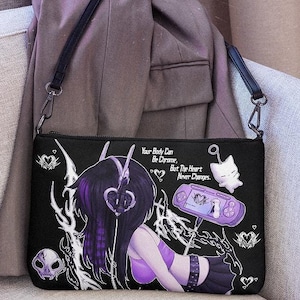 Sac à bandoulière cyberpunk emo, sac Rave, sac violet, sac goth emo, sac goth pastel kawaii, scène emo, sac besace de l'an 2000, cartable, sac emo