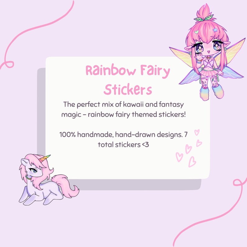 Kawaii Rainbow Fairy Sticker Pack 7 Pcs, Fairy Kei Stickers, Fairycore ...