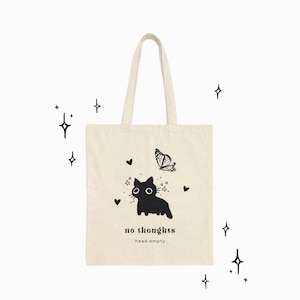 No Thoughts Head Empty Black Cat Tote Bag Aesthetic Tote Bag - Etsy