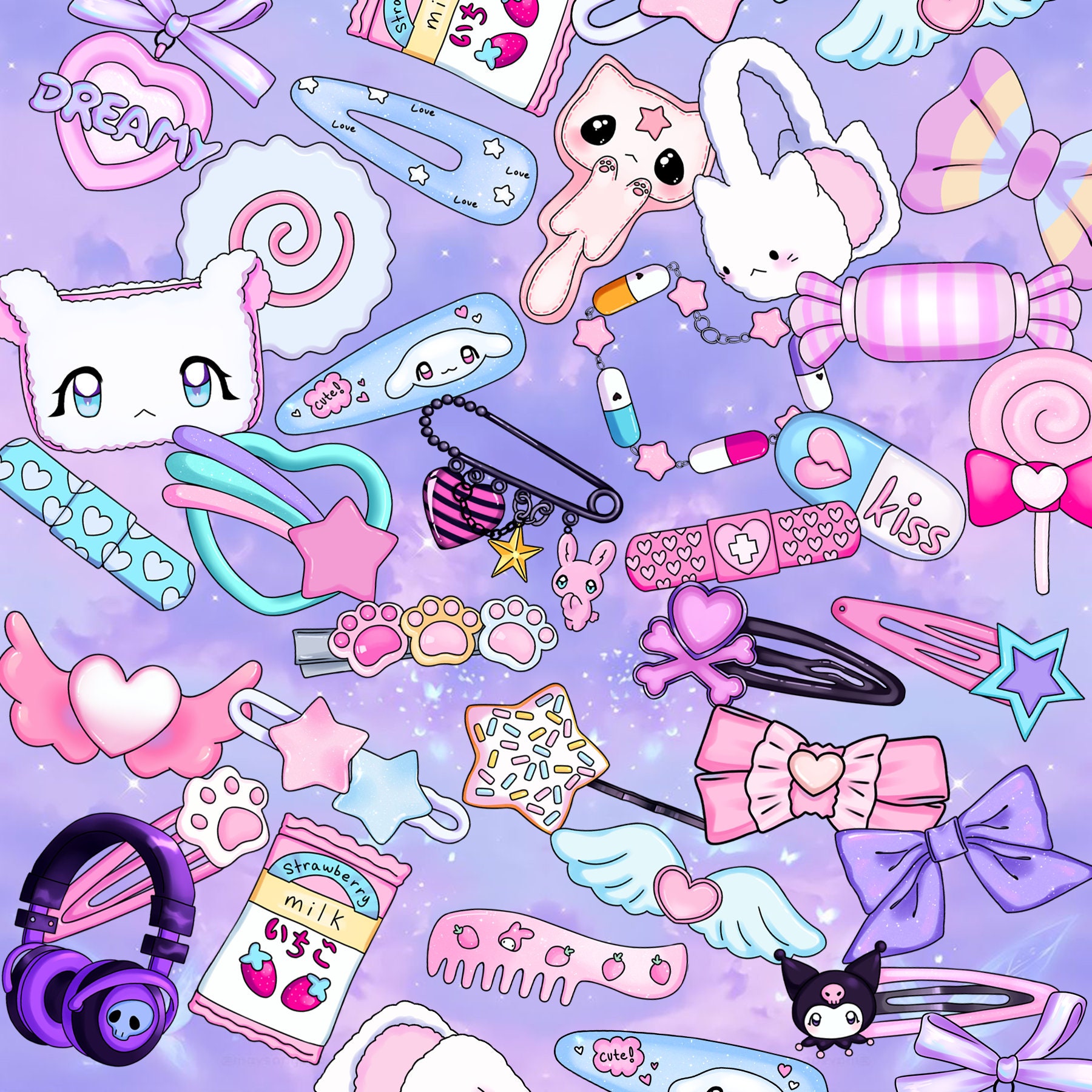 Decora Kei Fairy Kei Printable Sticker Mega Bundle 30 PNG - Etsy
