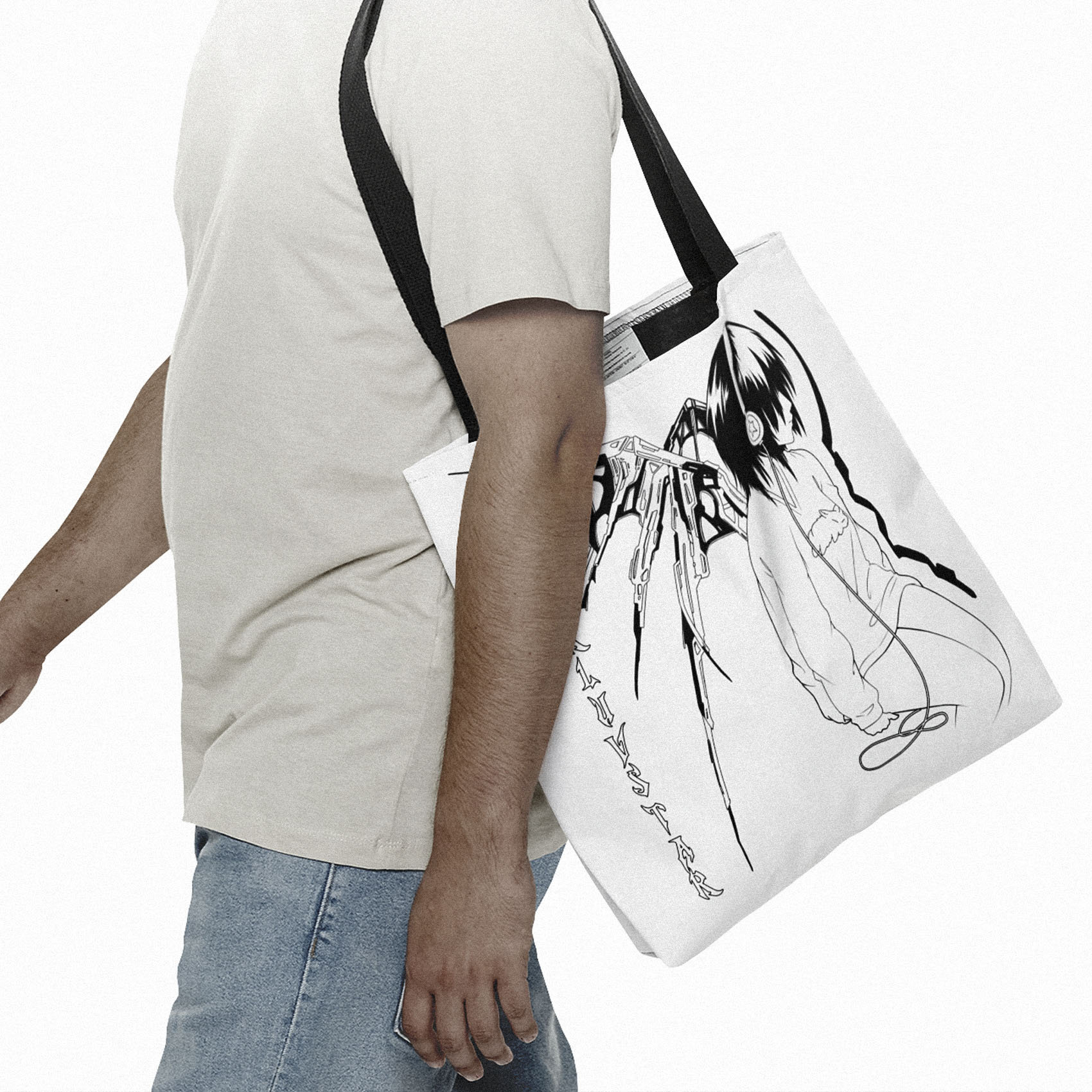 Cyberpunk Harajuku Tote Bag, Yami Kawaii Angel, Streetwear