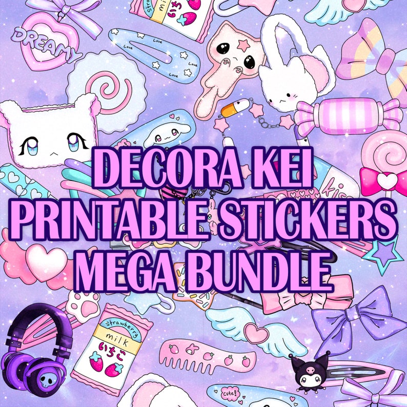 Decora Kei Fairy Kei Printable Sticker Mega Bundle 30 PNG Etsy
