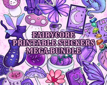 Fairycore Sticker Mega Bundle: Kawaii Cottagecore PNG Clip Art (Digital Download)